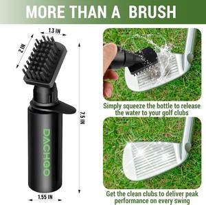 lot 6090 image: Pro Golf Club Cleaner Brush, Golf Water Brush with Lockable Retractor Clip & Squeeze Bottle for Easy Cleaning, 7.5 Inches - Hold 4 oz of Water