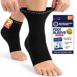 lot 6122 image: Dr. Arthritis Ankle Brace, Lightweight Foot Sleeve for Achilles Tendonitis & Plantar Fasciitis Relief, Breathable Ankle Compression Socks for Women & Men, For Daily Wear, Sports & Recovery Black. Size LARGE
