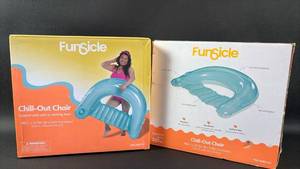 lot 27 image: (2) Funsicle Chill-Out Chairs Inflatable Pool Floats