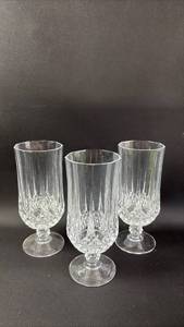 lot 48 image: (3) Cristal dArques-Durand Longchamp cut crystal iced tea glasses, produced in France.