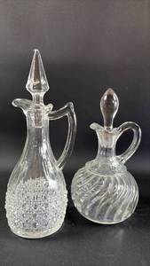 lot 50 image: (2) Vintage Glass Stoppered Cruets