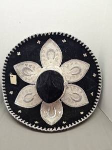 lot 53 image: Mexican Mariachi Sombrero Hat with Silver Embroidery - Full Size
