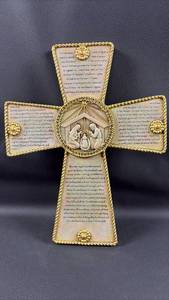 lot 102 image: 2001 Roman Inc. Birth of Christ wall cross high density resin plaque 10 Inches Tall