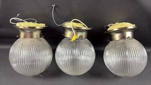 lot 117 image: (3) Globe Single Bulb Light Fixtures