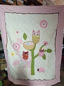 lot 218 image: Baby Girl Nursery Bedding Set with Owl Tree Design