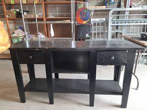 lot 219 image: Black Wood Console Table or TV Console