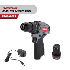 lot 5016 image: Hyper Tough 12V Max Lithium-Ion Brushless 2-Speed 38-inch Drill Driver with Metal Keyless Chuck, 1.5Ah Battery - No charger (just tool and battery)
