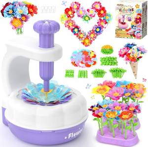 lot 5022 image: PERRYHOME Fabric Flower Bouquets Toys, 300 Pcs Birthday Gift Activity Kit, 2 Gameplays STEM Craft for Kids, Reusable DIY Bouquets Maker Mothers Day Gifts for 3 4 5 6 7 8 Years Toddler Girl Gift