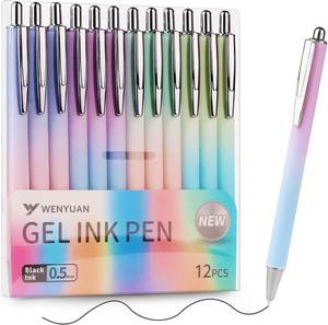 lot 5025 image: WY WENYUAN 12-Pack Smooth Gel Pens Fine Point 0.7mm Black Ink  Pastel Teacher Supplies for Journaling, Office & School Gifts (Premium Writing Pens for WomenMen)
