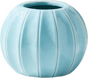 lot 5033 image: Halloween Pumpkin Ceramic Vase - Simulation Pumpkin for Dried and Fresh Flowers, Green Plants - Hydroponic Flower Pot - Autumn Harvest Festival Decoration for Fireplace, Tabletop, Living Room (Blue)