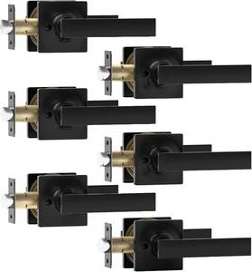 Passage Door Handles, 6 Pack Matte Black Door Lever,Keyless Interior Door Knobs Square Door Levers Heavy Duty Door Locks for Bedroom Bathroom - Retail: $72.99