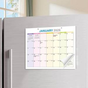 lot 5058 image: 2026 Magnetic Calendar for Refrigerator, 8x10 Monthly Calendar for Fridge, Kitchen Calendar with Soft Magnetic Strip and Hanging Ribbon