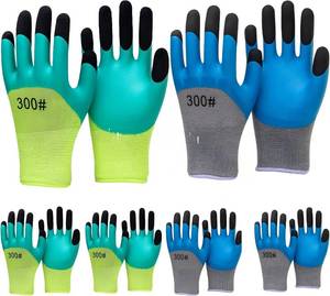 lot 5066 image: 26 Pair Gardening Gloves  Safety Work Gloves  Rubber Protective Work Gloves with Gripper  Medium, Green and Blue
