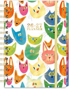 lot 5089 image: Planner 2026 Planner Weekly and Monthly, 12 Month Planner Weekly & Monthly with Colourful Tabs, 6.4 x 8.5, Hardcover  Back Pocket - Cat - 2026 ONLY