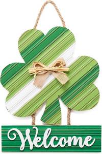 lot 5091 image: Valery Madelyn St Patricks Day Decorations for Home, Shamrock Decorations, Spring Wreaths for Front Door, St.Patricks Day Decor, Shamrock Wall Decor with Welcome Sign, 12 inch