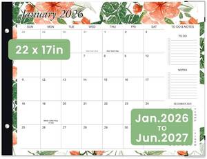 lot 5158 image: Desk Calendar 2026-2027 - Large 22x17 Monthly Calendar, 18 Month Desk Top Calendars (Jan 2026 Jun 2027) Teacher & Office Desk Calendars Organizer (white, 22  17)
