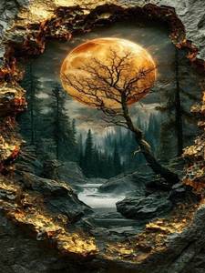 lot 5172 image: JXDXDJ Diamond Art Painting Kits for Adults,Forest Landscape 5D Diamond Painting Dots Art Kits for Beginners,DIY Moon Full Round Gem Art Paint by Diamond Pictures Crafts,Home Wall Decor 12 x 16 Inch