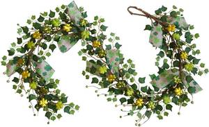 lot 5180 image: TEMPUS 5.9Ft Artificial Ivy Vine Garland with Green and Yellow Berries - Spring Summer Greenery Garland for Mantel Door, Farmhouse Indoor Outdoor Decor, Year-Round Home Party Decoration