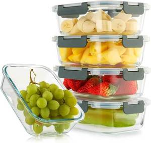 lot 5182 image: Cuiselect 5 Pack 36 Oz Glass Meal Prep Containers with Lids, Reusable Glass Food Storage Airtight Lunch Containers with Lids, Leak Proof, Microwave, Oven, Freezer and Dishwasher Safe (Gray)