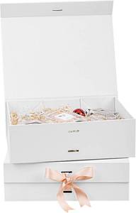 lot 5208 image: batifine Gift Boxes, 2 Pack 9.5x7x3 Inch Folding Gift Box with Lids, Magnetic Closure Lid Gift Box for Presents Birthday Wrapping Wedding Mothers Day (White