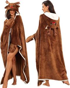 lot 5209 image: Reindeer Gifts for Women Adult Reindeer Wearable Hooded Blanket Deer Costume for Christmas Birthday