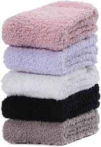 lot 5215 image: Fuzzy Socks for Women, Soft Fluffy Socks Thick Cozy Plush Socks Christmas Socks for Women 5 Pairs