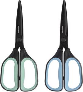 lot 5217 image: All Purpose Scissors - Comfort Grip, 3D Curved Cutting Edge, Stainless Steel Office Scissors for Sewing Fabric Home Craft School Supplies, 2-Pack (Blue, Green)