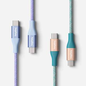 lot 1000 image: 10ft USB-C to USB-C Braided Cable 2pk - heyday Deep Sage Peri-Blue - Retail $30