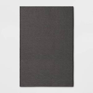 lot 1021 image: 6x9 Micro Dash Rectangular Woven Outdoor Area Rug Heathered Black - Room Essentials - Retail $80
