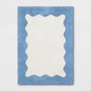 lot 1023 image: 4x56 Wave Kids Rug Blue - Pillowfort - Retail $55