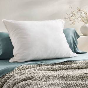 lot 1031 image: King Euro Heavyweight Linen Blend Decorative Throw Pillow White - Casaluna Rayon Weave, Indoor Rectangle Cushion, Hidden Zipper - Retail $59