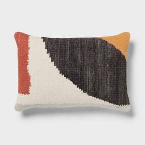 lot 1039 image: Mod Abstract Woven Colorblock Oblong Dec Pillow IvoryGreenGold - Threshold - Retail $25
