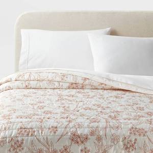 lot 1051 image: TwinTwin Extra Long Satin Quilt Copper - Room Essentials Midweight Sateen Coverlet, Floral Pattern, OEKO-TEX Certified - Retail $30