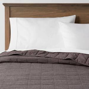 lot 1053 image: King Space Dyed Cotton Linen Quilt Dark Gray - Threshold OEKO-TEX Certified, Woven Coverlet with Double-Needle Stitching - Retail $99