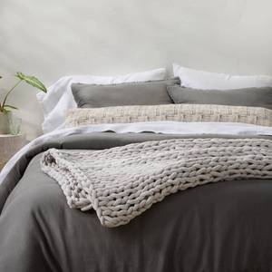 lot 1066 image: 50x70 12lbs Solid Knit Weighted Blanket Dark Gray - Casaluna Adult Sweater Knit, OEKO-TEX Certified - Retail $190