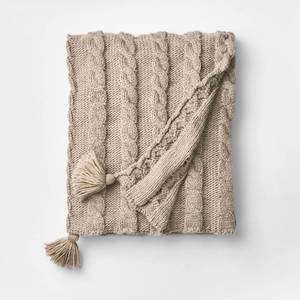 lot 1068 image: Knit Tassel Braided Throw Neutral - Threshold designed with Studio McGee - Retail $40