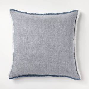 lot 1089 image: Oversized Reversible Linen Square Throw Pillow with Frayed Edges Blue - Threshold designed with Studio McGee Indoor Comfort, Zipper Closure - Retail $30