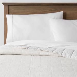 lot 9953 image: FullQueen Space Dyed Cotton Linen Quilt Light Gray - Threshold Woven Coverlet - Retail $79