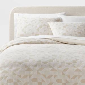 lot 9966 image: King Geo Matelasse Duvet Cover and Sham Set KhakiIvory - Threshold Cotton Blend, - Retail $69