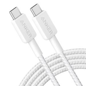 lot 9984 image: Anker 6 60W Braided USB-C to USB-C Max Fast Charging Cable - White - Retail $18