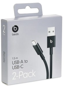 lot 9989 image: Beats USB-C to USB-C Woven Cables (1.5 m) - Bolt Black (2pk) - Retail $35