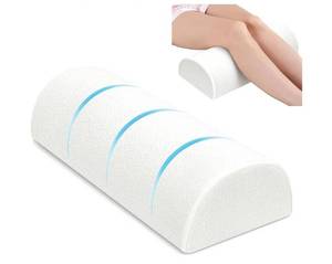 lot 21998 image: urnexttour Knee Pillow for Side Sleepers Memory Foam Leg Pillows for Sleeping Yoga Bed Half Moon Bolster Pillow for Neck Pain Relief with Pillowcase 20.5x8x4.5 Inches(Air Layer White, Standard Size) - Retail $30