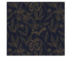 lot 29813 image: Peel and Stick Wallpaper Gold Blue Floral Pattern - Retail $23