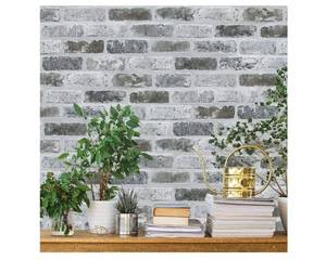lot 29818 image: Guvana 17.3x197 Brick Peel and Stick Wallpaper Grey Brick Contact Paper Self Adhesive Wallpaper 3D Textured Brick Wallpaper Vintage DIY Removable Wall Paper for Bedroom Living Room Decor - Retail $20