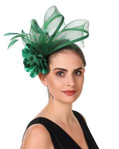 lot 41946 image: SAFERIN Fascinators Flower Tea Party Hats for Women Fascinator Headband and Clip Hats for Women (US, Alpha, Medium, ST08-Green) - Retail $18