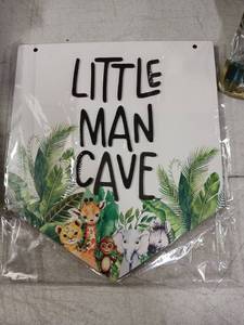 lot 41961 image: Little Man Cave Decorative Wall Banner - Retail $8