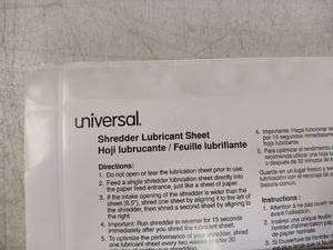 lot 41999 image: Universal Shredder Lubricant Sheet Pack - Retail $8