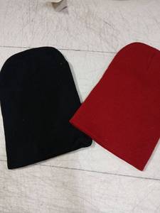 lot 42012 image: Two Knit Beanies Black and Red Winter Hats - Retail $5