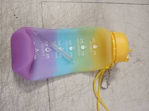 lot 42030 image: Rainbow Gradient Collapsible Water Bottle with Carabiner - Retail $8