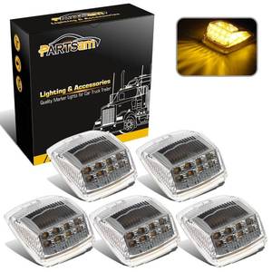 lot 42036 image: Partsam 3Pcs 17 LED Clear Lens 3  3.75 Amber Cab Marker Top Roof Running Truck Cab Light Waterproof Top Reflective Lights Compatible with PeterbiltKenworthFreightlinerMack - Retail $50